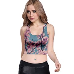 Colorful Floral Leaves Photo Racer Back Crop Top