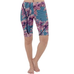 Colorful Floral Leaves Photo Cropped Leggings  by dflcprintsclothing