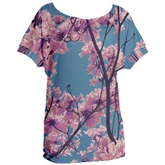 Colorful Floral Leaves Photo Women s Oversized Tee