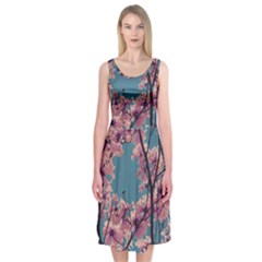 Colorful Floral Leaves Photo Midi Sleeveless Dress by dflcprintsclothing