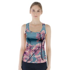 Colorful Floral Leaves Photo Racer Back Sports Top by dflcprintsclothing