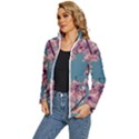 Colorful Floral Leaves Photo Women s Puffer Bubble Jacket Coat View2