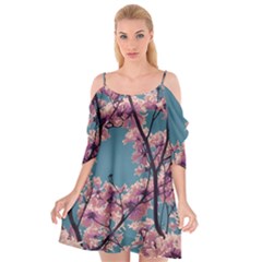 Colorful Floral Leaves Photo Cutout Spaghetti Strap Chiffon Dress by dflcprintsclothing