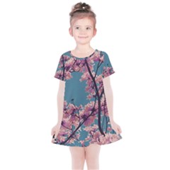 Colorful Floral Leaves Photo Kids  Simple Cotton Dress