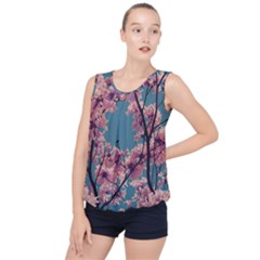 Colorful Floral Leaves Photo Bubble Hem Chiffon Tank Top by dflcprintsclothing