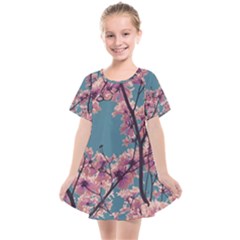 Colorful Floral Leaves Photo Kids  Smock Dress by dflcprintsclothing