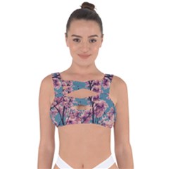 Colorful Floral Leaves Photo Bandaged Up Bikini Top