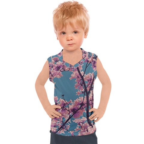 Colorful Floral Leaves Photo Kids  Sport Tank Top by dflcprintsclothing