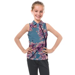 Colorful Floral Leaves Photo Kids  Sleeveless Polo Tee