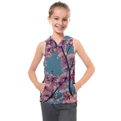 Colorful Floral Leaves Photo Kids  Sleeveless Hoodie by dflcprintsclothing