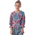 Colorful Floral Leaves Photo Kids  Cuff Sleeve Top View1