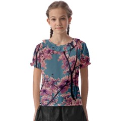 Colorful Floral Leaves Photo Kids  Frill Chiffon Blouse by dflcprintsclothing