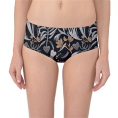   Plants And Hearts In Boho Style No  2 Mid-waist Bikini Bottoms by HWDesign