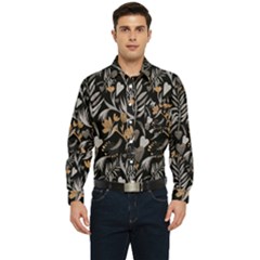   Plants And Hearts In Boho Style No  2 Men s Long Sleeve Pocket Shirt  by HWDesign