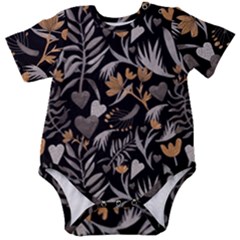   Plants And Hearts In Boho Style No  2 Baby Short Sleeve Onesie Bodysuit by HWDesign