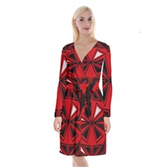 Abstract Pattern Geometric Backgrounds   Long Sleeve Velvet Front Wrap Dress by Eskimos