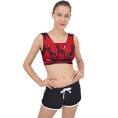 Abstract Pattern Geometric Backgrounds   V-back Sports Bra by Eskimos