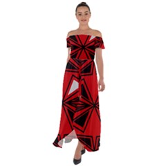 Abstract Pattern Geometric Backgrounds   Off Shoulder Open Front Chiffon Dress by Eskimos