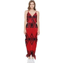 Abstract Pattern Geometric Backgrounds   Sleeveless Tie Ankle Chiffon Jumpsuit