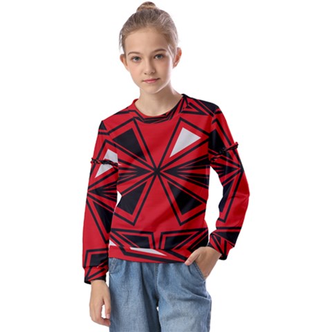 Abstract Pattern Geometric Backgrounds   Kids  Long Sleeve Tee With Frill  by Eskimos