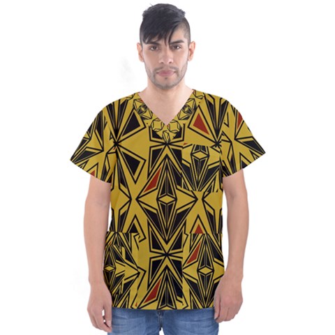 Abstract Pattern Geometric Backgrounds   Men s V-neck Scrub Top by Eskimos