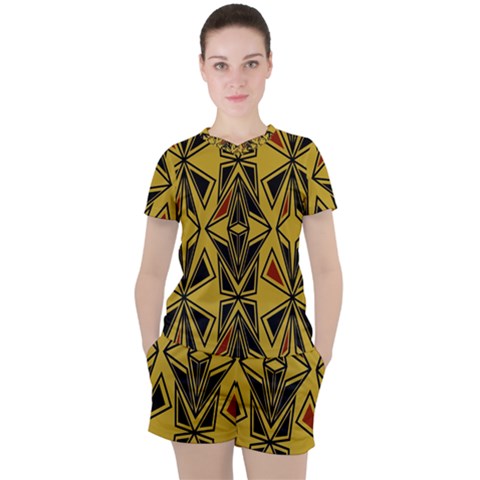 Abstract Pattern Geometric Backgrounds   Women s Tee And Shorts Set by Eskimos