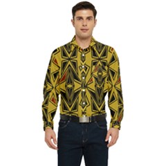 Abstract Pattern Geometric Backgrounds   Men s Long Sleeve Pocket Shirt  by Eskimos