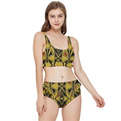 Abstract Pattern Geometric Backgrounds   Frilly Bikini Set