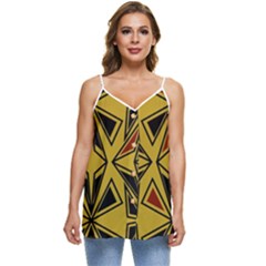 Abstract Pattern Geometric Backgrounds   Casual Spaghetti Strap Chiffon Top by Eskimos