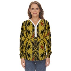 Abstract Pattern Geometric Backgrounds   Zip Up Long Sleeve Blouse