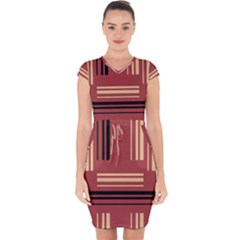 Abstract Pattern Geometric Backgrounds   Capsleeve Drawstring Dress 