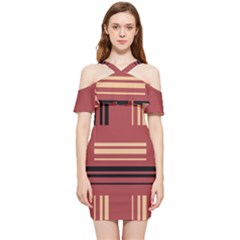 Abstract Pattern Geometric Backgrounds   Shoulder Frill Bodycon Summer Dress by Eskimos