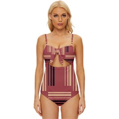 Abstract Pattern Geometric Backgrounds   Knot Front One-piece Swimsuit