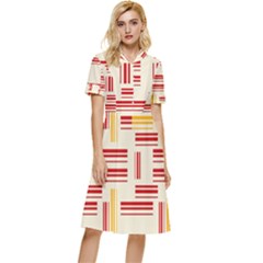 Abstract Pattern Geometric Backgrounds   Button Top Knee Length Dress