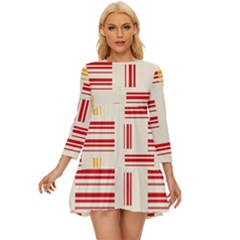 Abstract Pattern Geometric Backgrounds   Long Sleeve Babydoll Dress