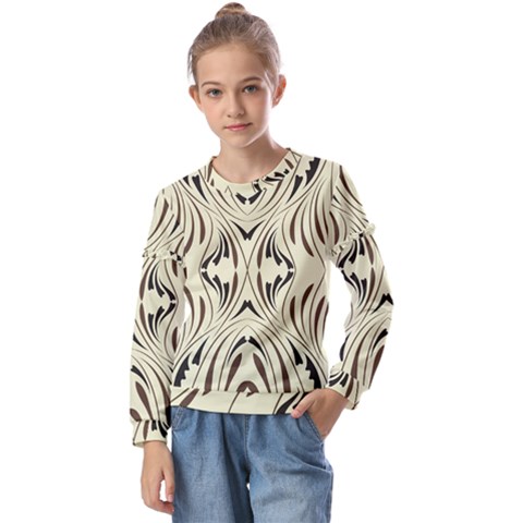 Folk Flowers Print Floral Pattern Ethnic Art Kids  Long Sleeve Tee With Frill  by Eskimos