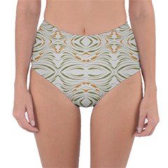 Folk Flowers Print Floral Pattern Ethnic Art Reversible High-waist Bikini Bottoms by Eskimos