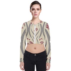 Folk Flowers Print Floral Pattern Ethnic Art Long Sleeve Zip Up Bomber Jacket by Eskimos