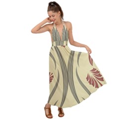 Folk Flowers Print Floral Pattern Ethnic Art Backless Maxi Beach Dress by Eskimos