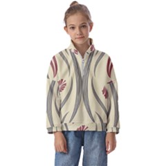 Folk Flowers Print Floral Pattern Ethnic Art Kids  Half Zip Hoodie by Eskimos