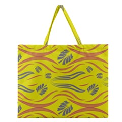 Folk Flowers Print Floral Pattern Ethnic Art Zipper Large Tote Bag by Eskimos