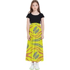 Folk Flowers Print Floral Pattern Ethnic Art Kids  Flared Maxi Skirt by Eskimos