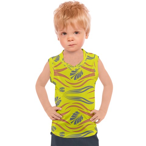 Folk Flowers Print Floral Pattern Ethnic Art Kids  Sport Tank Top by Eskimos