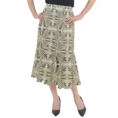 Folk Flowers Print Floral Pattern Ethnic Art Midi Mermaid Skirt by Eskimos