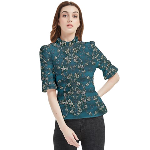 Waterlilies In The Calm Lake Of Beauty And Herbs Frill Neck Blouse by pepitasart