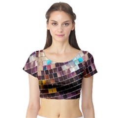 Funky Disco Ball Short Sleeve Crop Top by essentialimage365