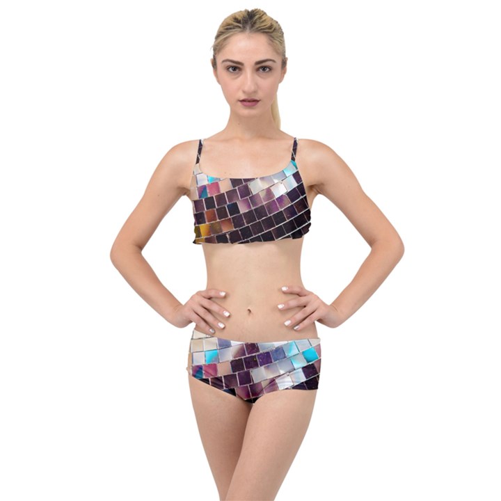 Funky Disco Ball Layered Top Bikini Set