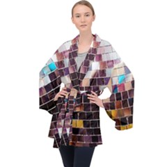 Funky Disco Ball Long Sleeve Velvet Kimono  by essentialimage365