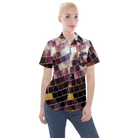 Funky Disco Ball Women s Short Sleeve Pocket Shirt by essentialimage365