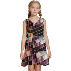 Funky Disco Ball Kids  Sleeveless Tiered Mini Dress by essentialimage365